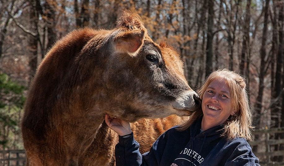 Little Buckets Farm Sanctuary Susan Klingenberg and Bucket the Cow